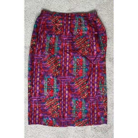 Anne Crimmins For Umi Collections Vtg Silk Multicolor Abstract Print Skirt 10 - Picture 9 of 11